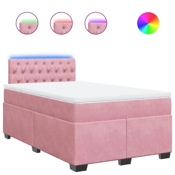 VidaXL Sommier à lattes de lit avec matelas Rose 120x200 cm Velours, lit, lit à plate-forme, lit à panneaux, meuble de 3288593