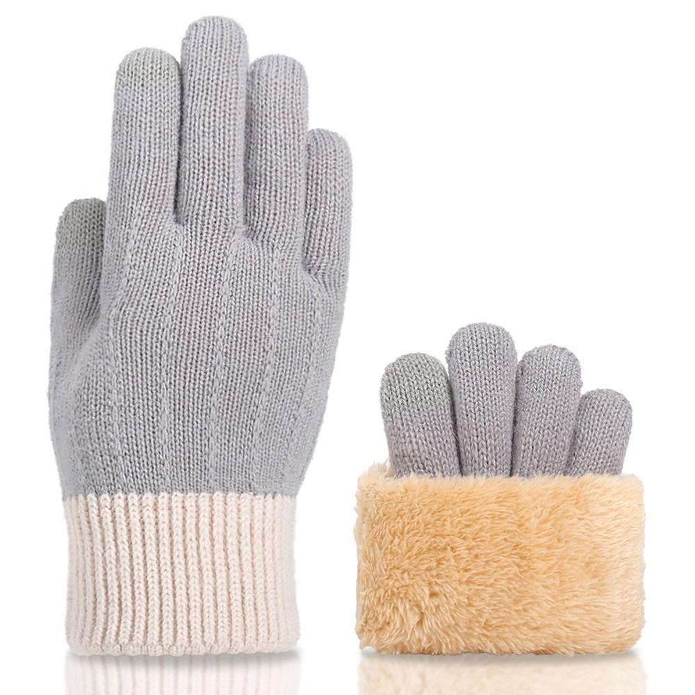Touchscreen Knitted Fleece Gloves Winter Warm Furry Warm Mitts Female's Gloves  Outdoor Sport