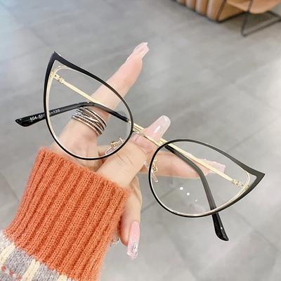 Novedad En Marco Metálico Vintage Anti Luz Azul Ojo de Gato Gafas Mujer Marca de Lujo Diseñador Popular Miopía Graduación Montura Óptica