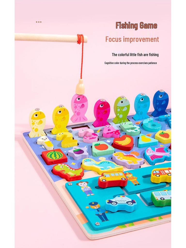Kids' Educational Montessori Logarithmic Board: Early Learning Toy for Number Recognition & Fishing Game