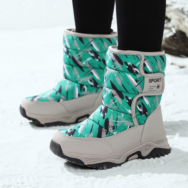 26-38 Nya Högkvalitativa Stötdämpande Halkfria Slitstarka Höga Barnstövletter Camo Snöstövlar Bomullsskor