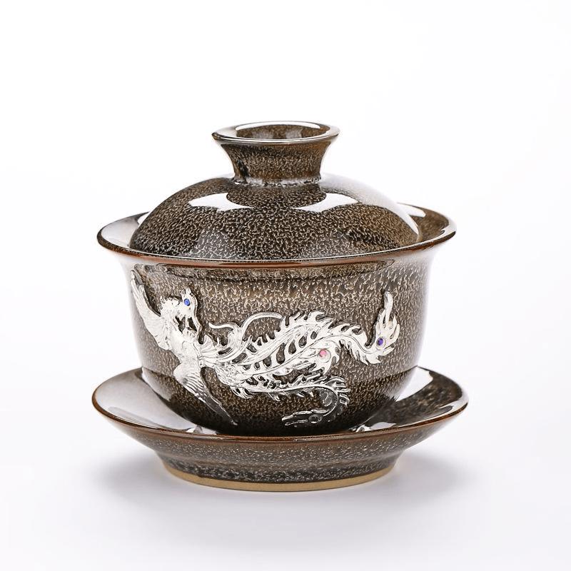 Exquisite Semi-Handmade Ceramic Gaiwan Tea Set