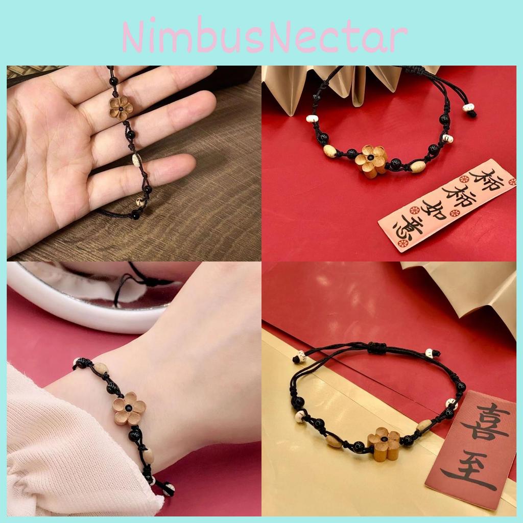 Chic Peach Blossom Adjustable Bracelet For Women Featuring Delicate Floral Design