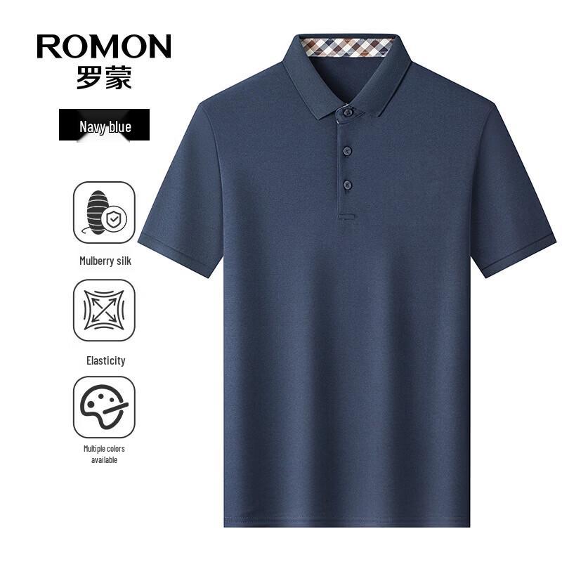 ROMON Men s Short Sleeve Business Polo Shirt 190 темно-синий
