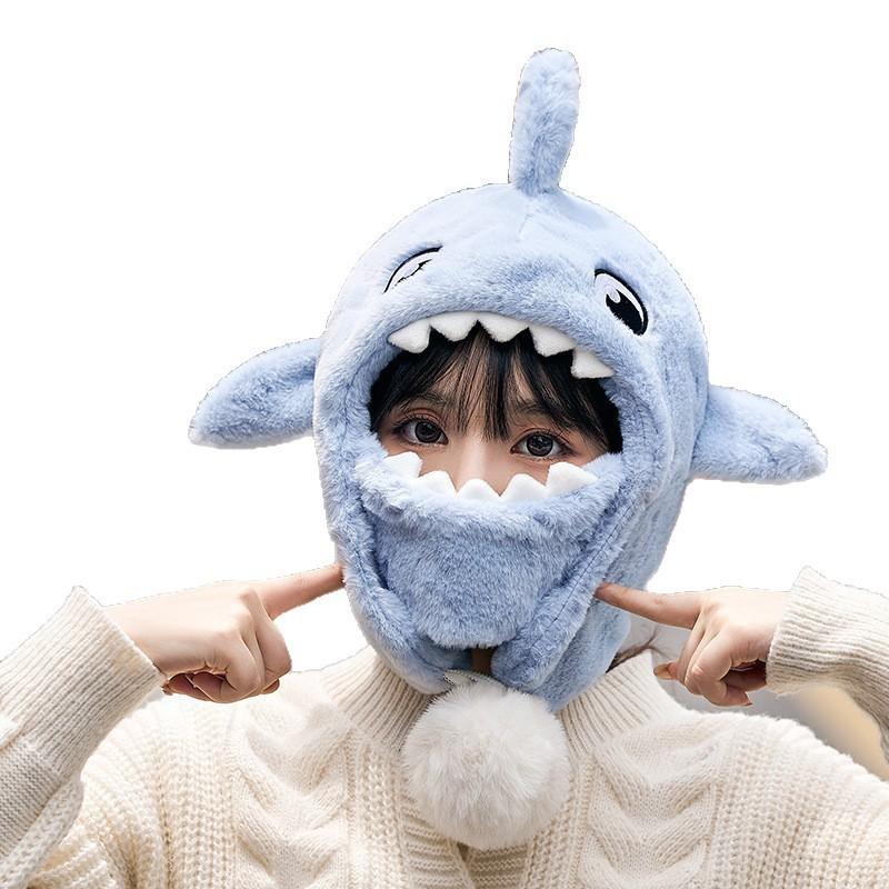 Ski Head Cover Ear Protection Face Pullover Hat Warm Veneer Cartoon Shark Cycling Cute Snow Helmet Hat