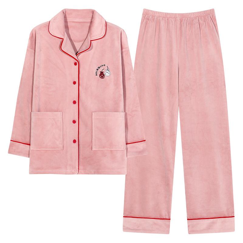 Autumn And Winter Women'S Thin Velvet Pajamas Women'S Island Velvet Warm Coral Velvet Loungewear Set Short Velvet