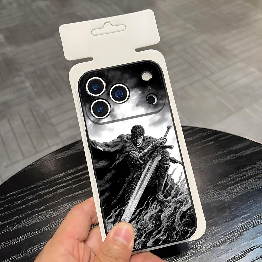 

Чехол для телефона B-Berserk G-Guts для IPhone 17 Air 16 E Pro Max 15 14 13 Mini 12 Pro 11 Max Plus Черный Мягкий iPhone17 Pro