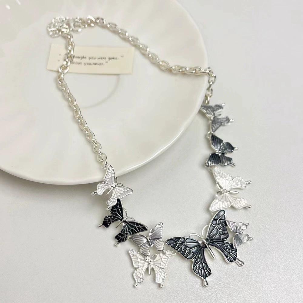 Suitable For Summer Coolness Double-Layer Butterfly Necklace Accessories Women'S Light Luxury Niche Flash Exquisite Collarbone Chain Neck Chain