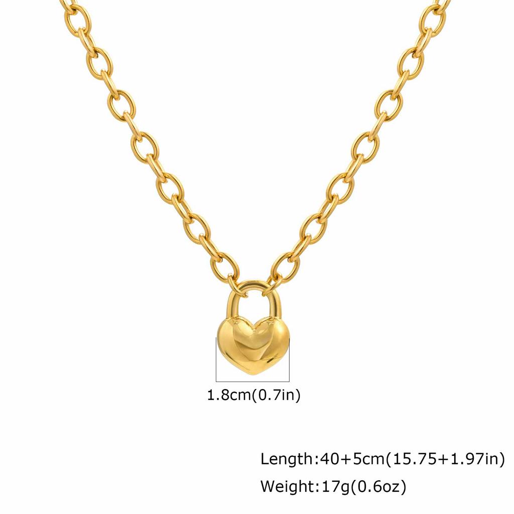 Stainless Steel Pendant Necklace for Women, Layer Herringbone Chain Heart Shape Elizabeth Coin Pendant Non-tarnish Jewelry