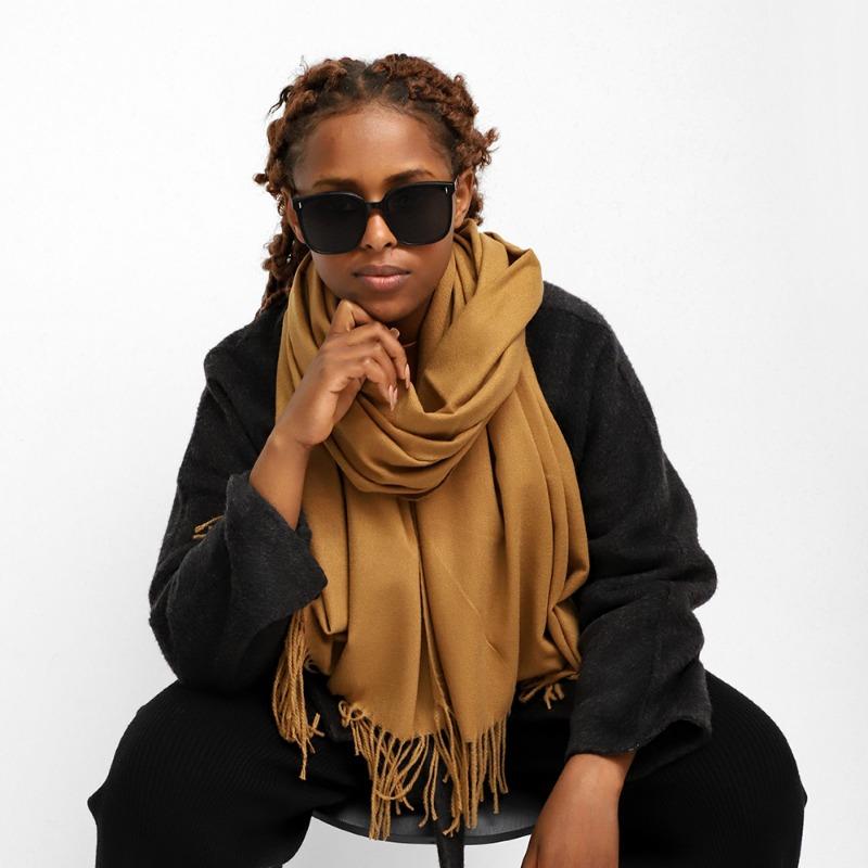 Solid color imitation cashmere scarf Ankara red shawl knitted warm scarf long shawl