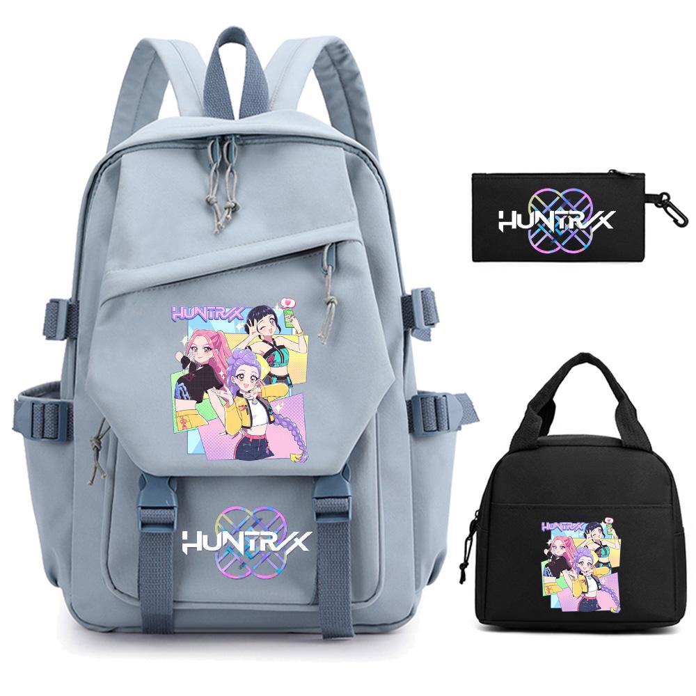 3 Stück/Set Anime Cartoon Kpop Dämonenjäger Bedruckter Rucksack für Teenager Kinder Schüler Große Kapazität Schultasche Mädchen Geschenk Damen Reisetasche Mochila