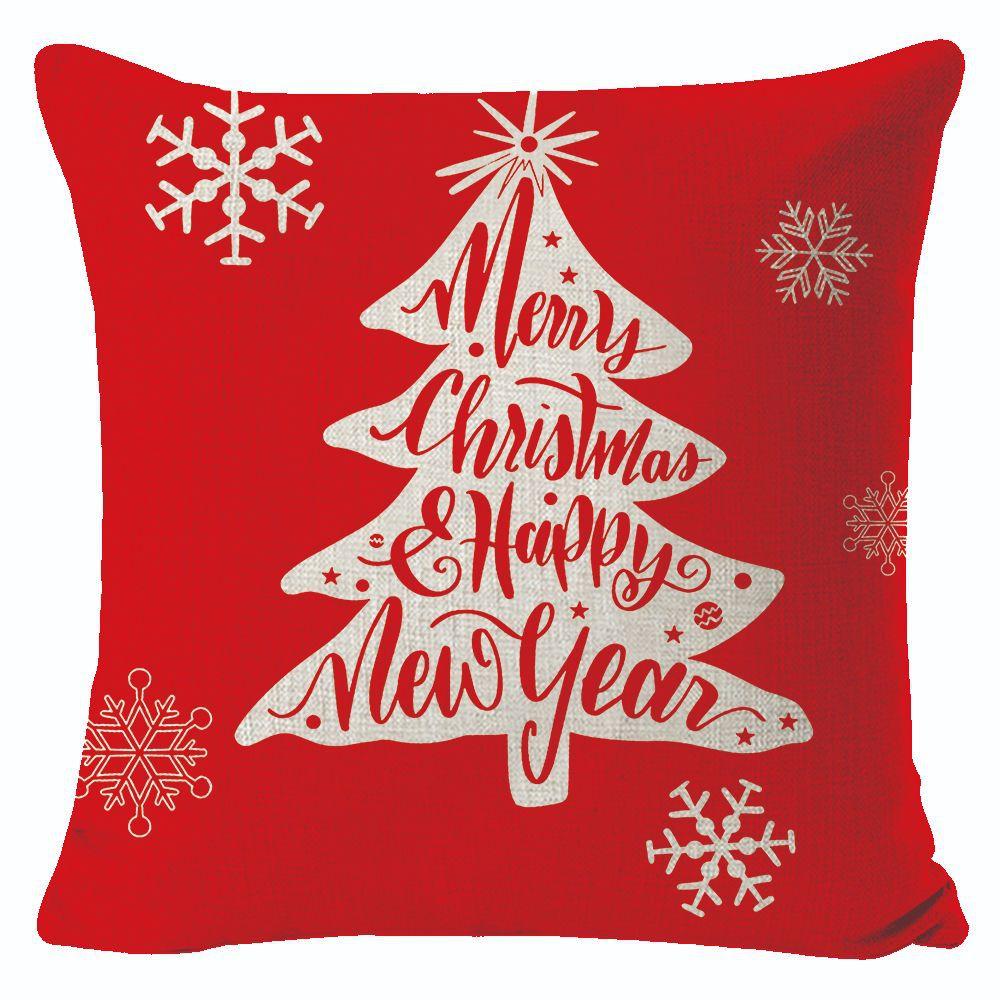 New Christmas Linen Pillow Cover Simple Sofa Pillow Home Printed Cushion Cover