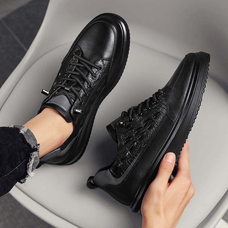 Men's Casual Shoes Luxury Brand Thick Bottom Sport Shoes Fashion Crocodile Pattern Business Shoes Comfort Walking Men Sneakers