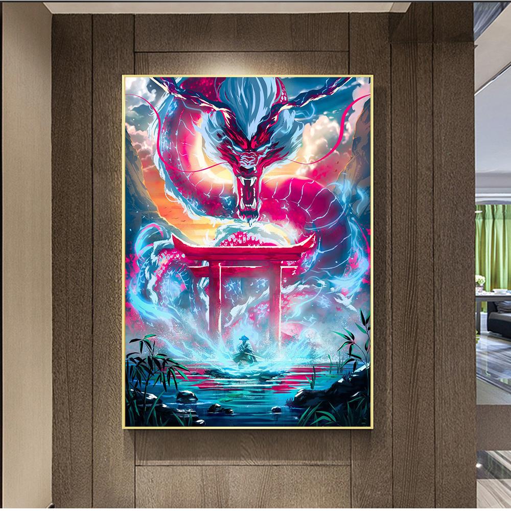 Fantasy Dragon Phoenix Wolf White Tiger Prints Poster Canvas Painting Modern Wall Art Picture For Living Room Bedroom Home Decor