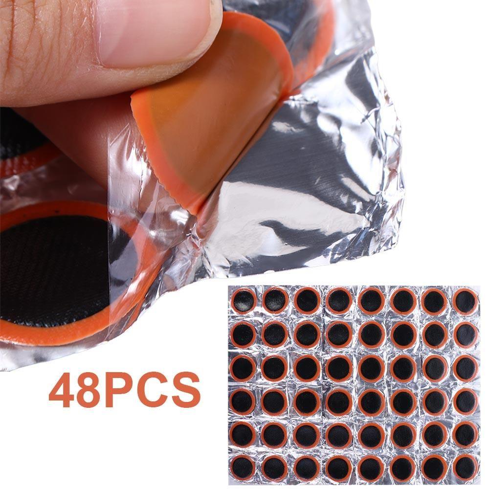 48-Piece Professional Bike Patch Kit - Vulcanizing Tire Repair Set for MTB & Road Bicycle Inner Tubes, Emergency Puncture Fix