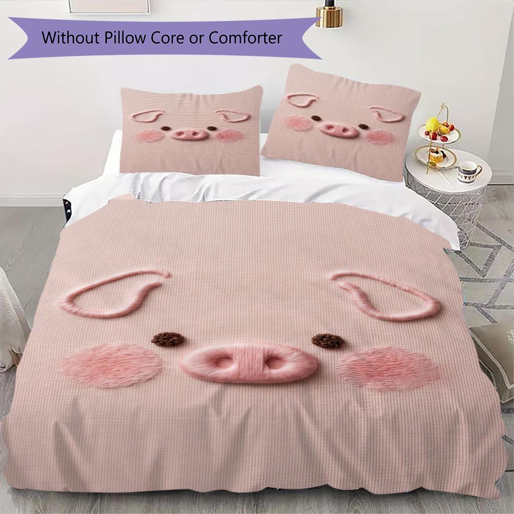 

Cute pink pig Pattern Bedding uilt Set uilt Cover Pillowcase Home Decoration Birthday Gift (1 * duvet cover + 53 * pillowcase without core) 135x200cm