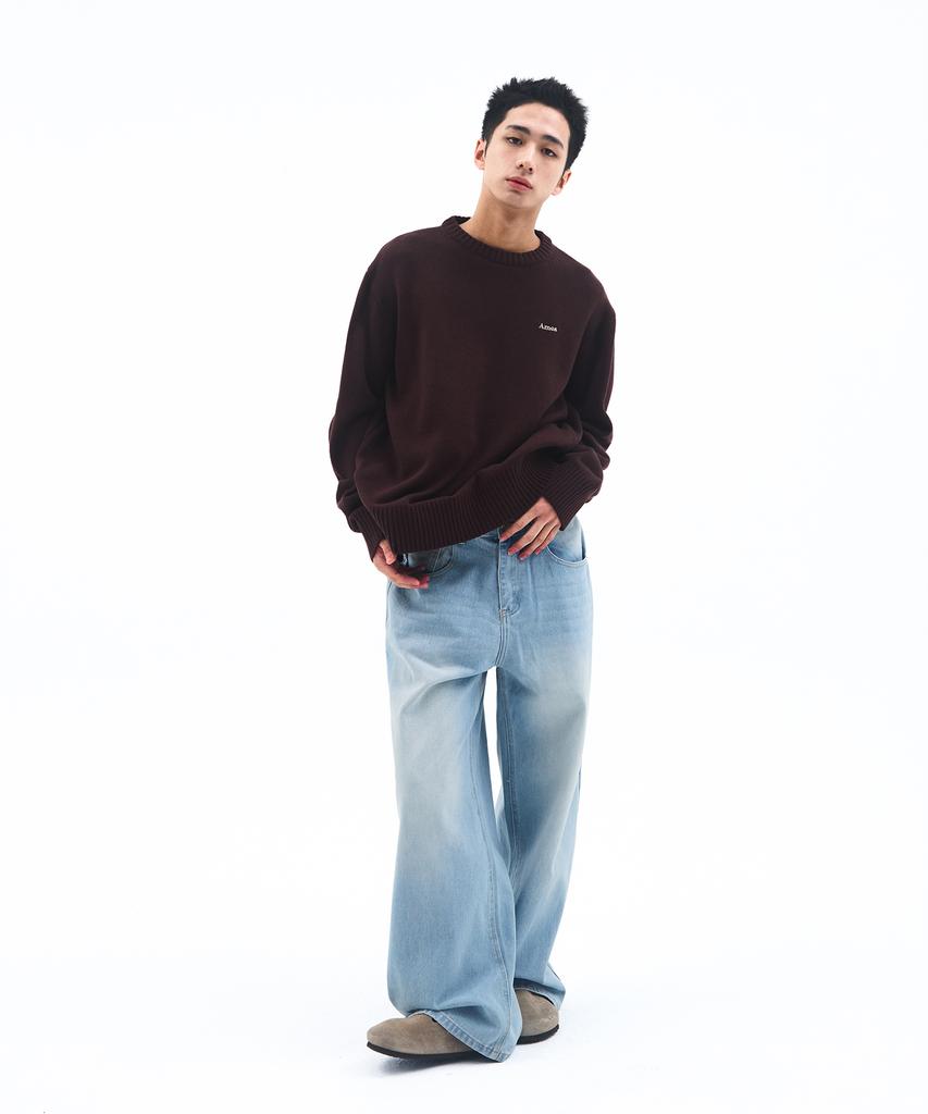 AMES-WORLDWIDE Basic Small Logo Knit Brown