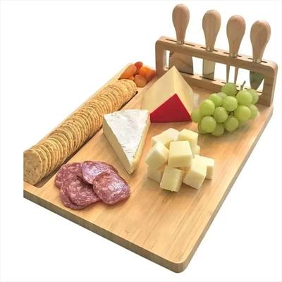 Bambus-Käsebrett, 1 Stück, Käsemesser, Käsehobel, Gabel, Löffel, Schnitt, Küche, Kochutensilien, Bambus-Schneidebrett, Holz-Käsebrett