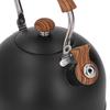 2.5L Capacity Whistling Tea Kettle Wood Pattern Handle Food Grade Stainless Steel Stainless Steel Kettle Matte Black