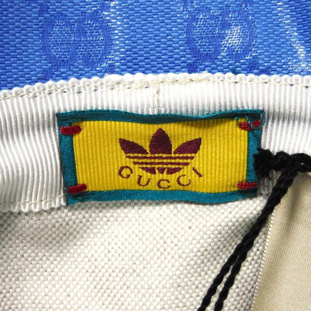 Used Adidas GG Crystal Bucket Hat 9539 724628 3HANY 4377 7919 Double G Trefoil Logo M 22.4" Blue Unisex from Japan