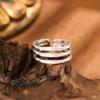 Thumb Ring Geometric Lines Shape Adjustable Opening Design Finger Ring Stainless Steel Finger Band Versatile Jewelry