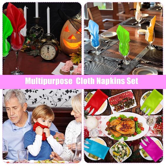 Yaomiao Set of 36 Multicolor Cloth Napkins Polyester Dinner Washable Napkins Cloth Bulk for Wedding Party Holiday Dessert Lunch Cocktail Birthday