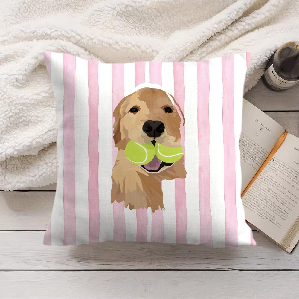 Simple Striped Marine Dog Cushion Cover Silky Short Plush Invisible Zipper Dustproof Sofa Pillow Case For Home Decor