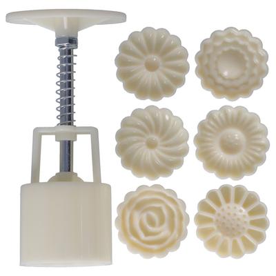 50 g runde DIY-Dekorationsform, handgepresste Kuchenform mit 6 Stempeln, Backwerkzeug für Bäckerei und Zuhause(3dimensionale Rose )