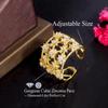 CMM Exclusive Design Hollow Star flower Gold Color Silver Color Fine Flashing Zircon Opening Adjustable Ring