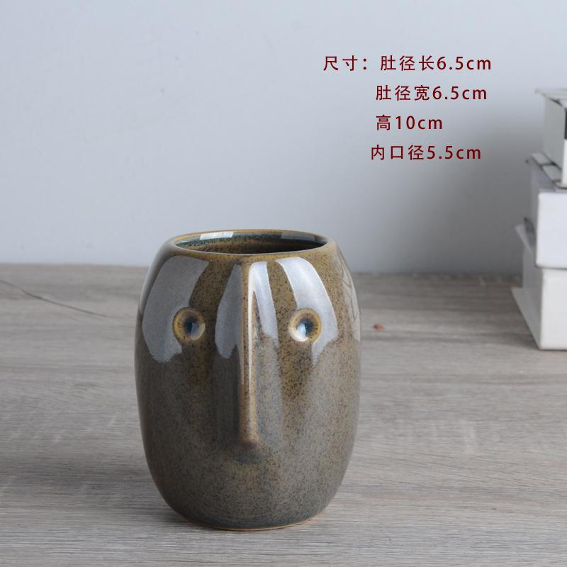 Nordic Ceramic Flower Basin Face Multi-meat Green Plant Flower Pot Vase Retro Vase Home Decoration Ceramic Planter Pot Desktop
