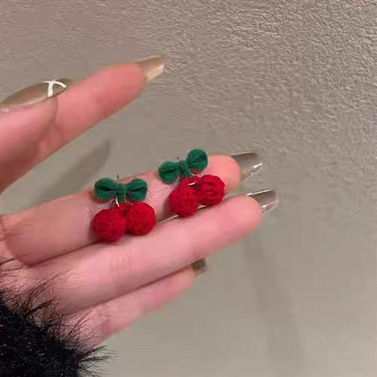 2025 Trendy Korean Cherry Earrings for Women: Unique Summer Design, Celebrity Style