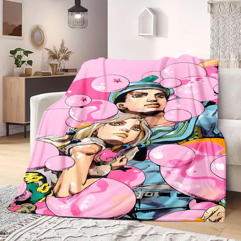 JOJO anime Flannel Blanket Warm,Comfortable,Suitable for Bedrooms,Sofas,Beds,Chairs,Picnics,Travel