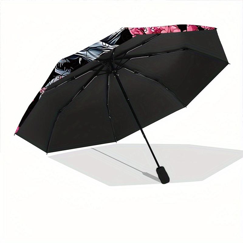 1pc Yin and Yang White Dragon and Black Dragon Automatic Folding Umbrella - 3 Folding Design, Vivid Cartoon Pattern, Suitable for Outdoor Activit