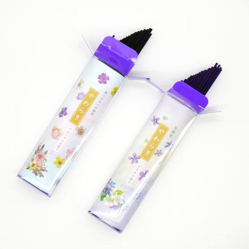 [Condolence note included] [New Yawaragi Floral/Violet Scent] Incense Set, Low-Smoke and Smoke-Producing Incense, Paulownia Wood Box with Gift Wrappin