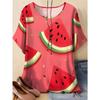 Fashion Women's Crew Neck Short Sleeve 3D Casual Color Printing Casual Short Sleeve Crew Neck T-Shirt