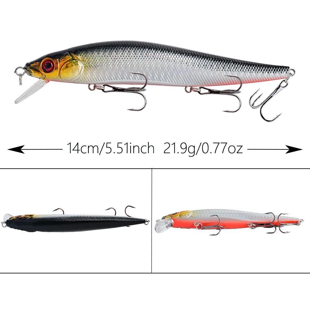 14cm Rattling Bead Floating Minnow Imitation Fish Lure, 21.9g Plastic Hard Bait