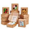 10 Pcs Square White/Kraft/Black Window Packaging Boxes, Various Sizes, Wedding Party Gifts, Handmade Soap Chocolate Flat Boxes