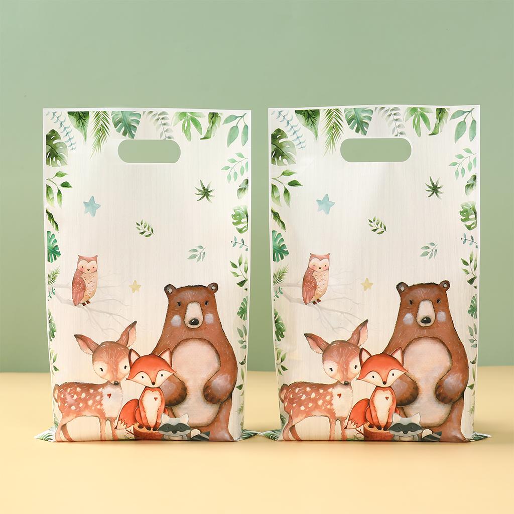 25/50pcs Jungle Safari Animals Gift Bag Handbags Kids Baby Shower Decor Forest Theme Happy Birthday Party Packaging Supplies