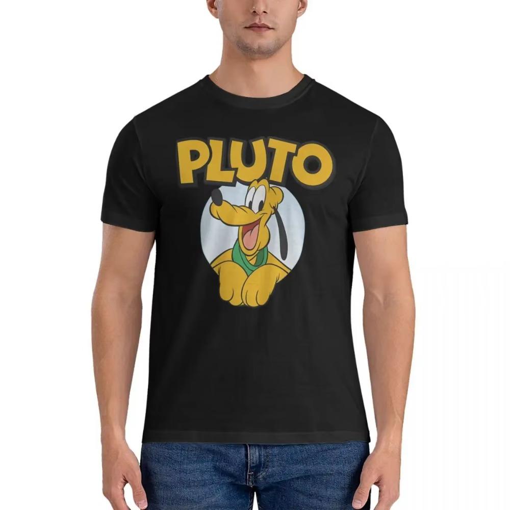 T Shirts For Men Crewneck 100% Cotton Leisure Cute Loose Graphic T-Shirt Cartoon Character Pluto Short Sleeve Tees Party Tops