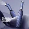 Dual-use LED Flashlight Umbrella Night Light Folding Umbrella New Automatic Umbrella  Outdoor