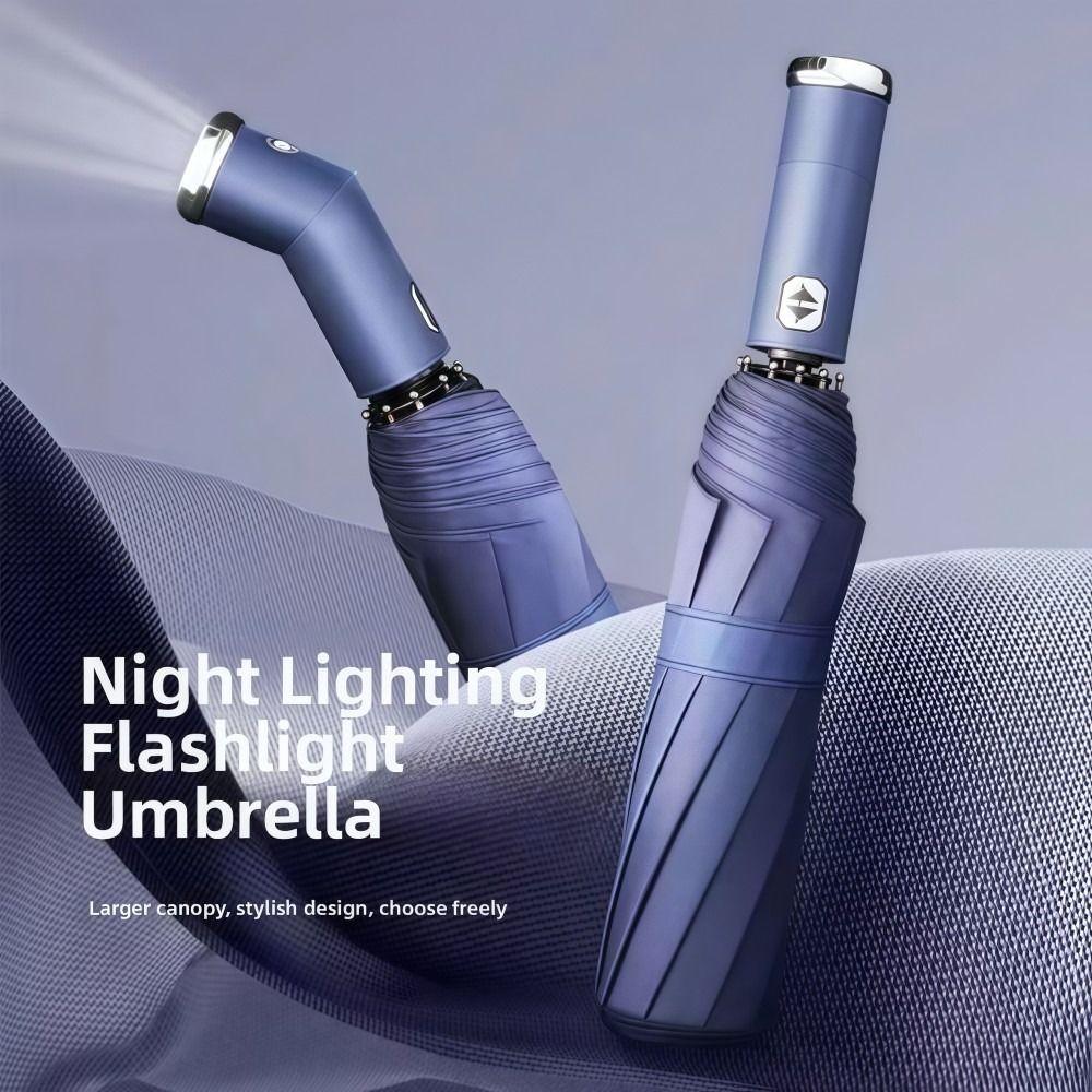 Dual-use LED Flashlight Umbrella Night Light Folding Umbrella New Automatic Umbrella Outdoor