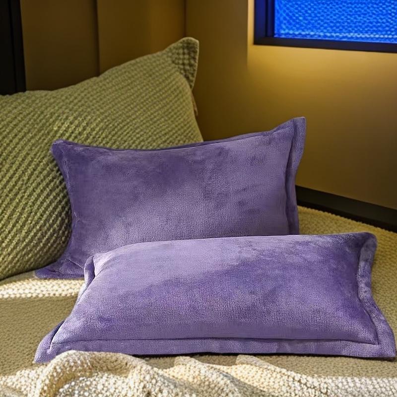 Fleece-Lined Milk Velvet Single Pillowcase, Solid Color, 48x74 cm