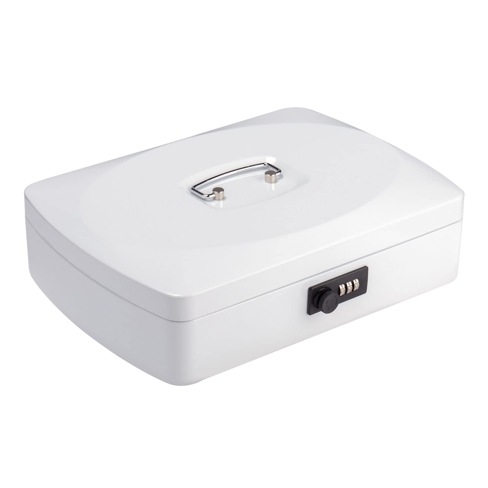 Hachibanya Portable Safe, A4 size, with dial lock, for office and home use, white.