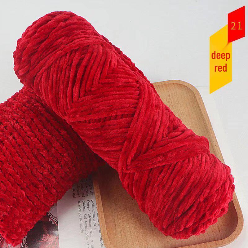 Chenille Golden Silk Velvet Yarn Ball - Medium Thick Glossy Yarn for Hand Knitting and Crochet Slippers.