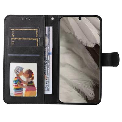 Für Google Pixel 8 Handyhülle Brieftasche Ständer Kalbsledertextur PU-Leder Handyhülle mit Riemen