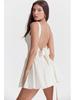 2026 Summer European & American Women's French Waist-Cinching Backless Ribbon Dress