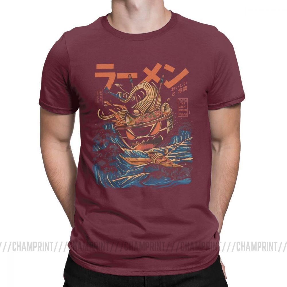 The Great Ramen Off Kanagawa Noodle Ship T Shirts Men Japanese Harajuku Clothing Hip Hop
