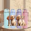 1PZ Adorabile Cucciolo di Cane 750ml Colore Plastica Borraccia Sportiva Anti-perdita Tappo a Flip con Cannuccia Adatta per Sport Ufficio Uso Domestico