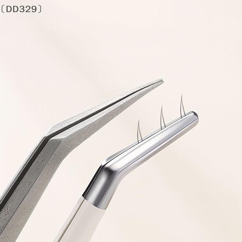 פינצטה לריסים קליפס להארכה נירוסטה אנטי סטטית סופר קשה פינצטה בעלת דיוק גבוה עם קצוות סיבים כלי איפור