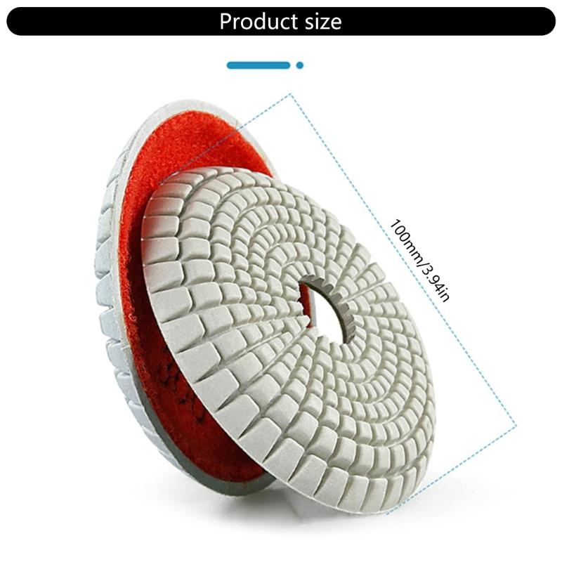 7Pcs Professional 100mm Metal Resin Wet Polishing Pad Set For Marble Stone Tile Grinding Finishing Polishing